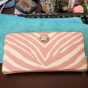 Coach Peyton Pink Zebra Leather Wallet